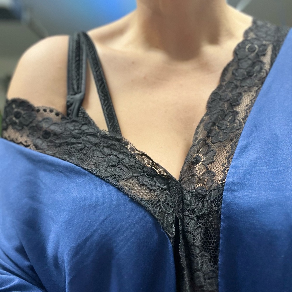 Elegant Blue Lace Trim Sleepwear (Bundle Available)